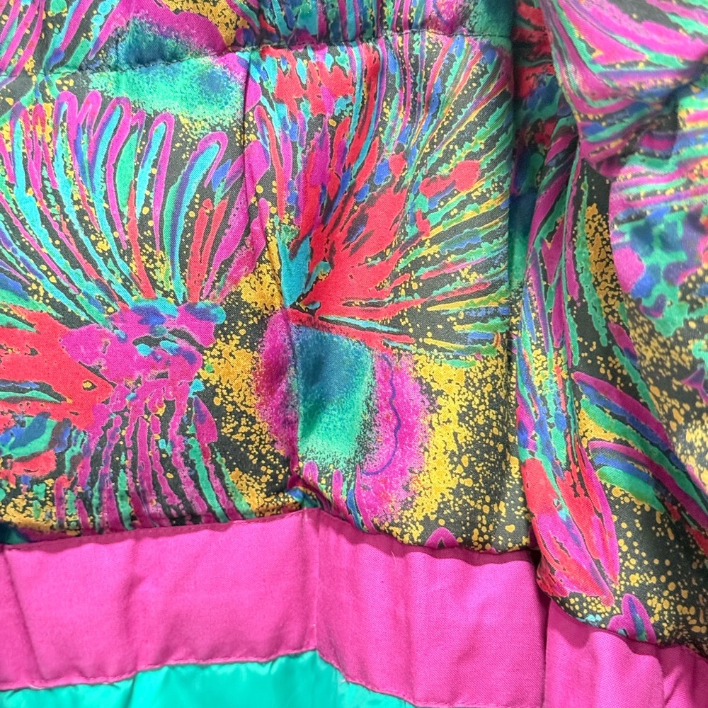 Vintage oversized Teal and Pink Puffer Jacket Small - Picture 14 of 15